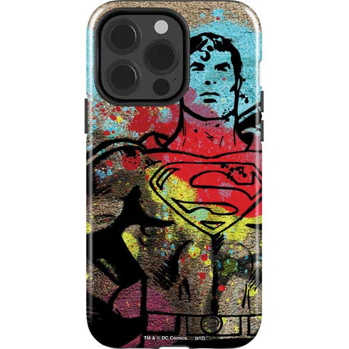 DC Comics Superman Color Splatter iPhone 15 Pro Impact Case